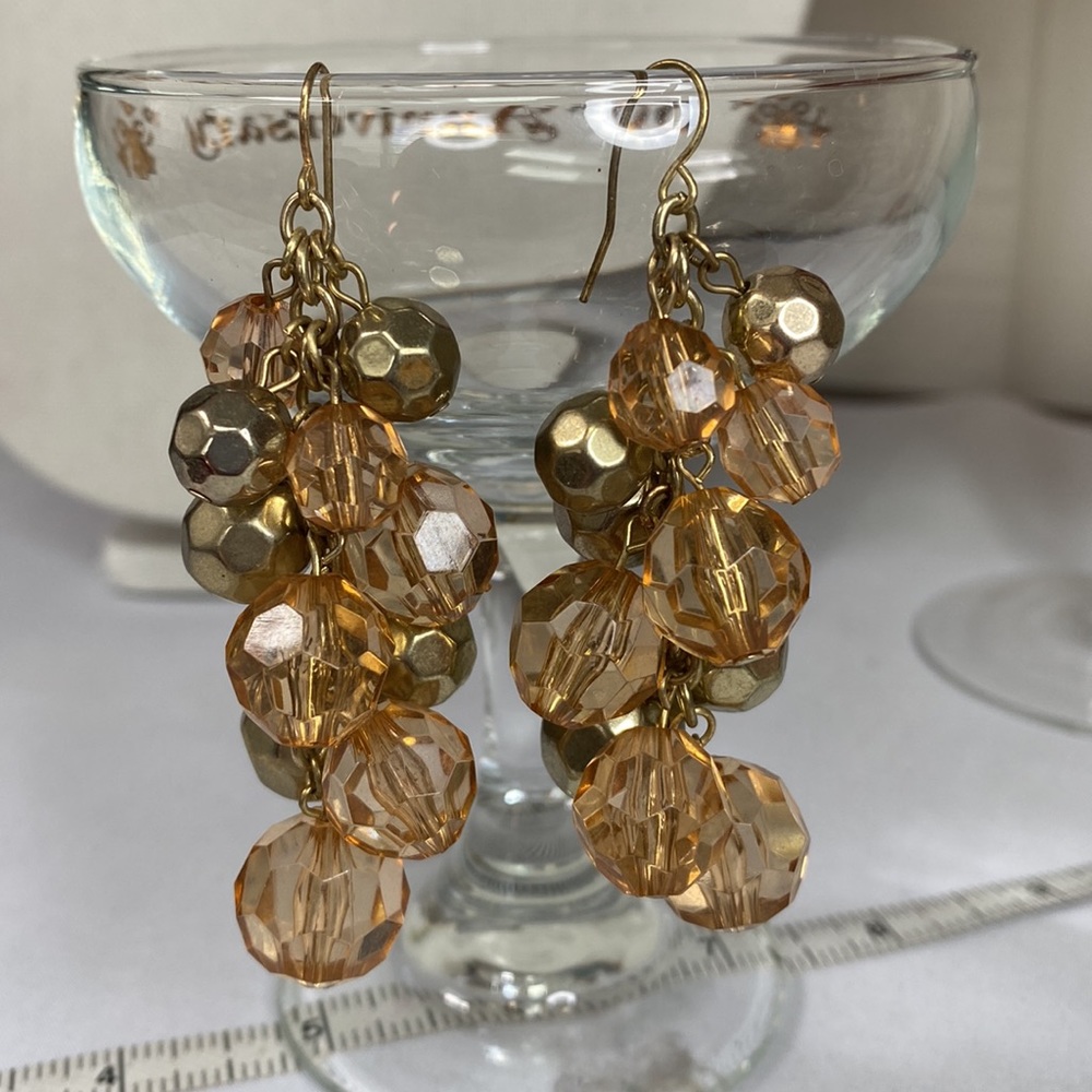 Gorgeous blush peach Goldtone bead dangling earrings